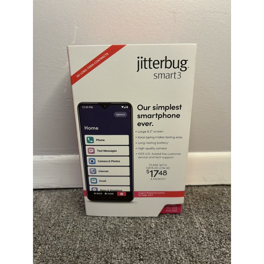 Lively Jitterbug Smart3 Smartphone 4G LTE 32 GB for Seniors Black New Sealed